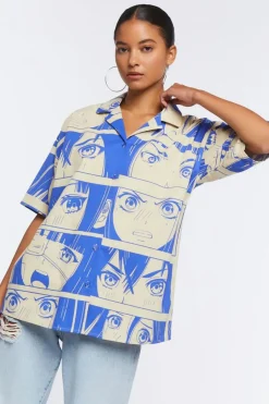 Oversized Anime Print Shirt