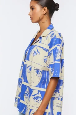 Oversized Anime Print Shirt