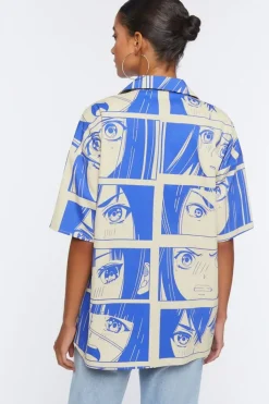 Oversized Anime Print Shirt