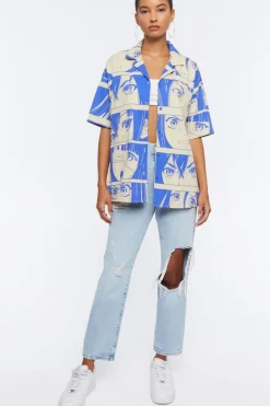 Oversized Anime Print Shirt