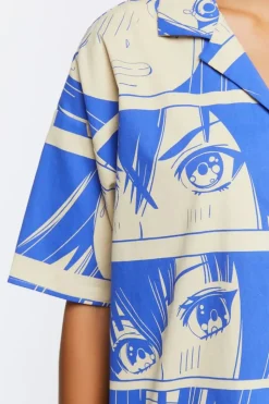 Oversized Anime Print Shirt
