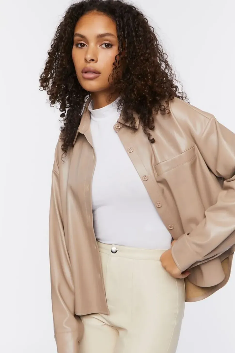 Oversized Faux Leather Shirt