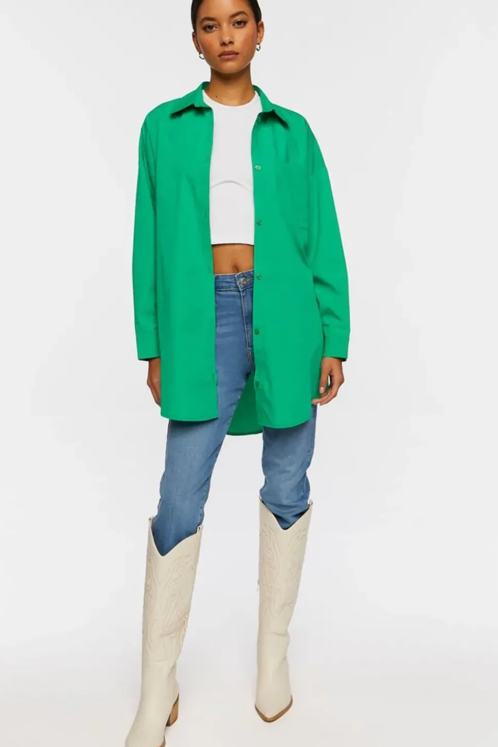 Oversized Longline Poplin Shirt
