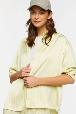 Oversized Satin Striped Shirt
