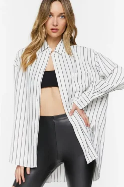 Oversized Striped High-Low Shirt