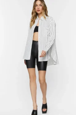 Oversized Striped High-Low Shirt
