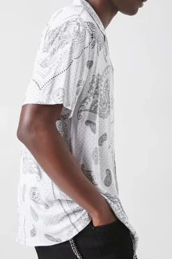 Paisley Print Button-Front Shirt