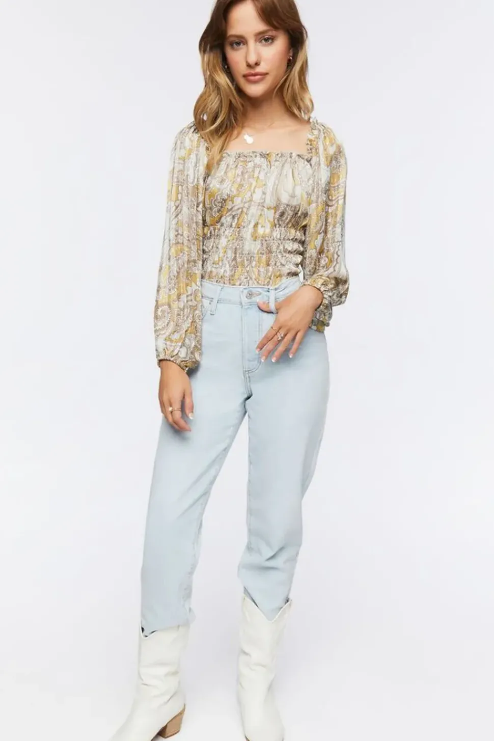 Paisley Print Chiffon Bodysuit