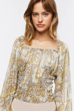 Paisley Print Chiffon Bodysuit