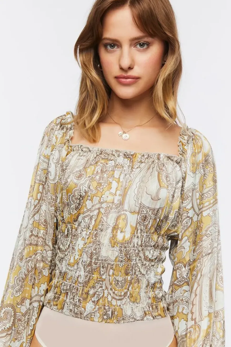 Paisley Print Chiffon Bodysuit