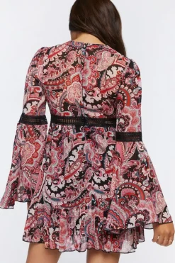 Paisley Print Chiffon Mini Dress