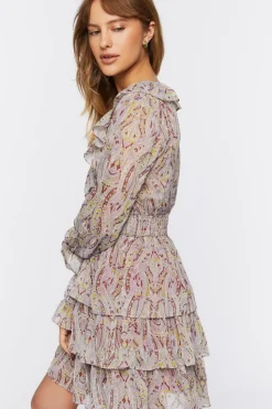Paisley Print Chiffon Mini Dress