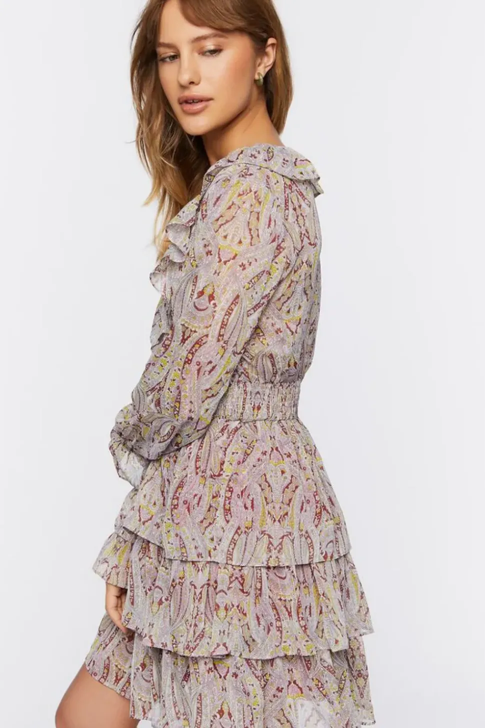 Paisley Print Chiffon Mini Dress