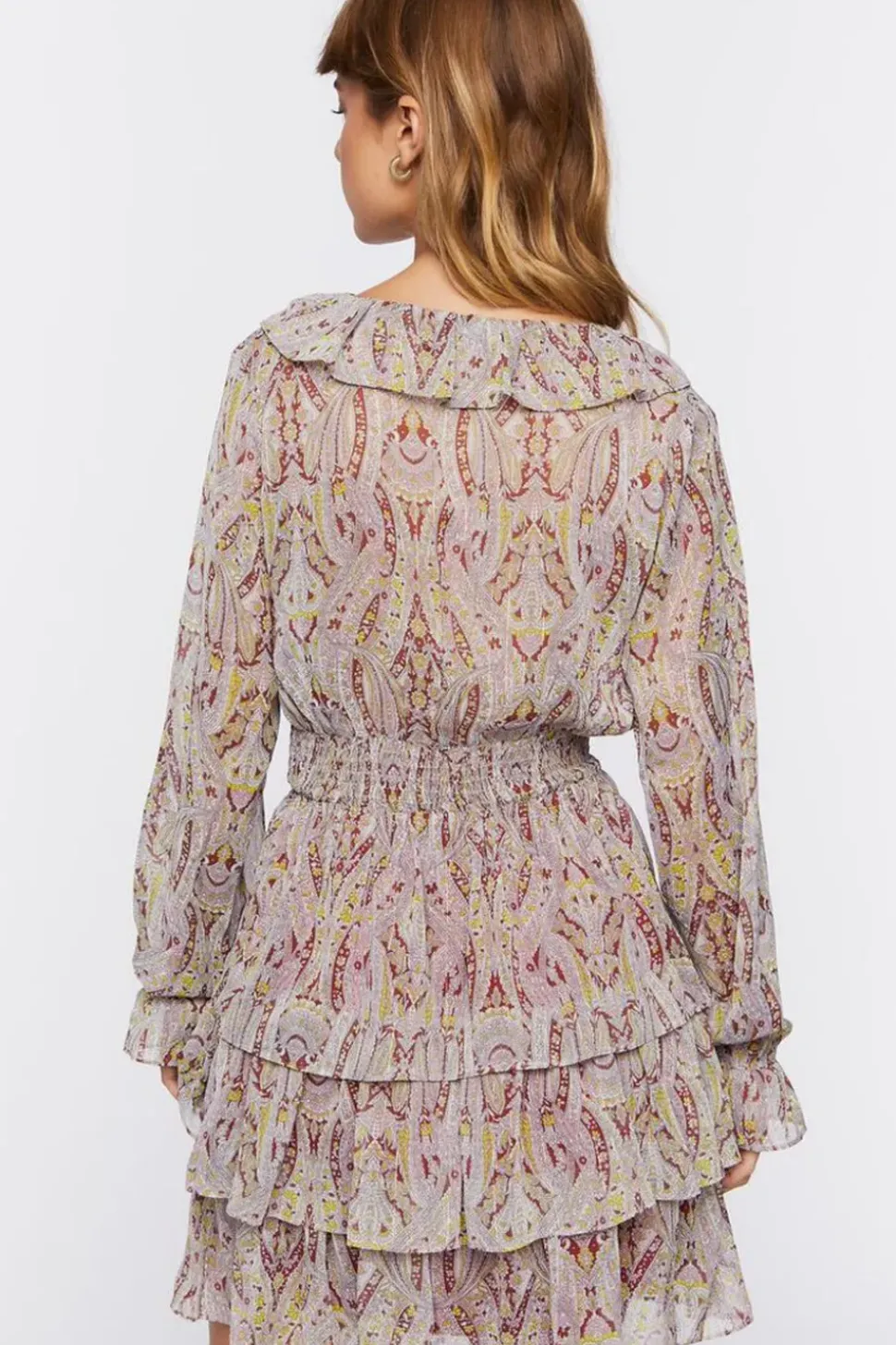 Paisley Print Chiffon Mini Dress