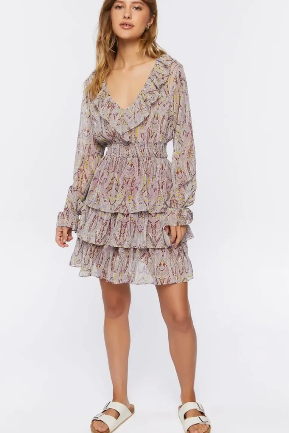 Paisley Print Chiffon Mini Dress