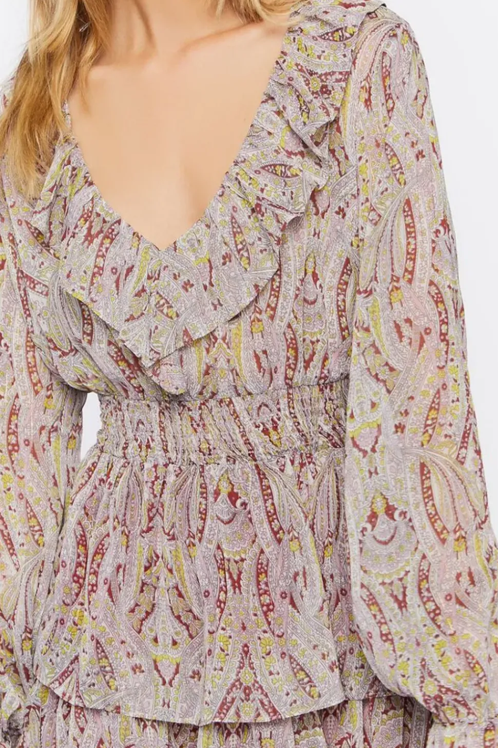 Paisley Print Chiffon Mini Dress