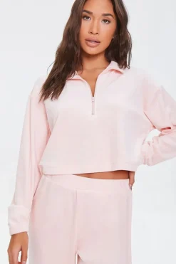 Pajama Half-Zip Crop Top
