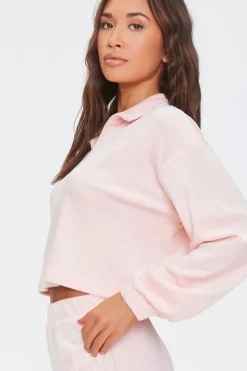 Pajama Half-Zip Crop Top