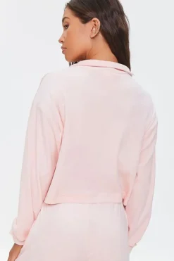 Pajama Half-Zip Crop Top