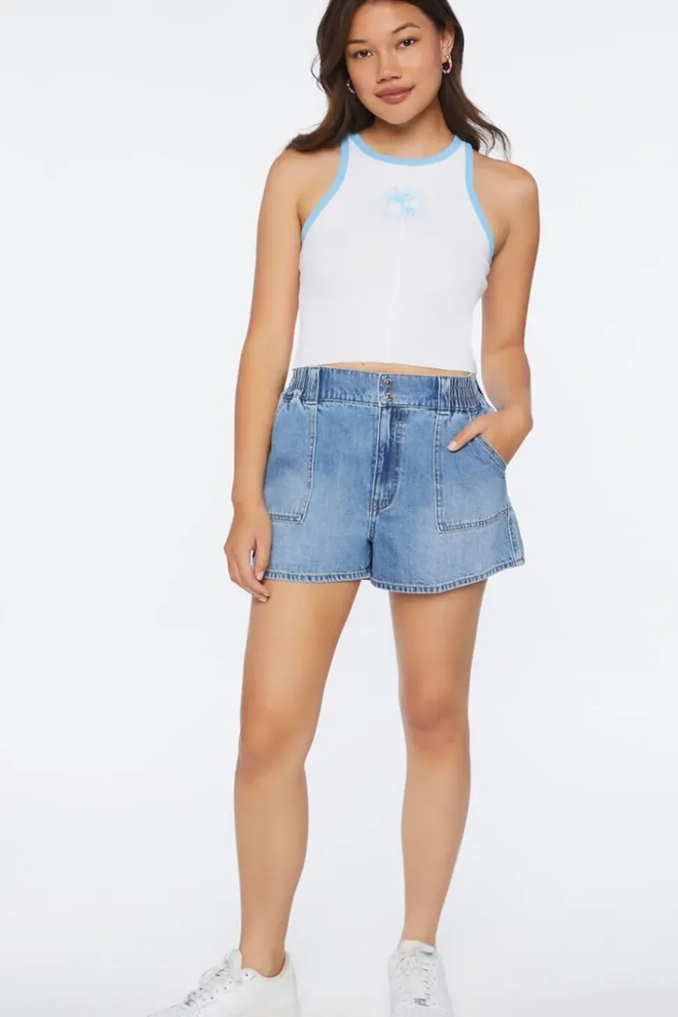 Palm Beach Club Graphic Ringer Crop Top