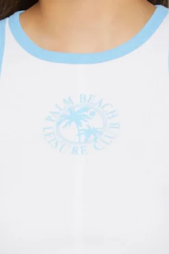 Palm Beach Club Graphic Ringer Crop Top