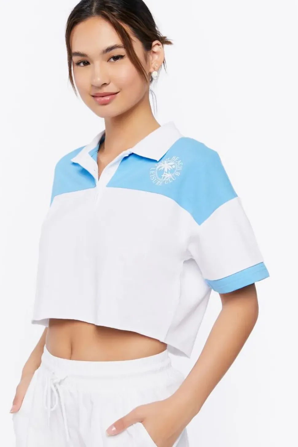 Palm Beach Graphic Cropped Polo Shirt
