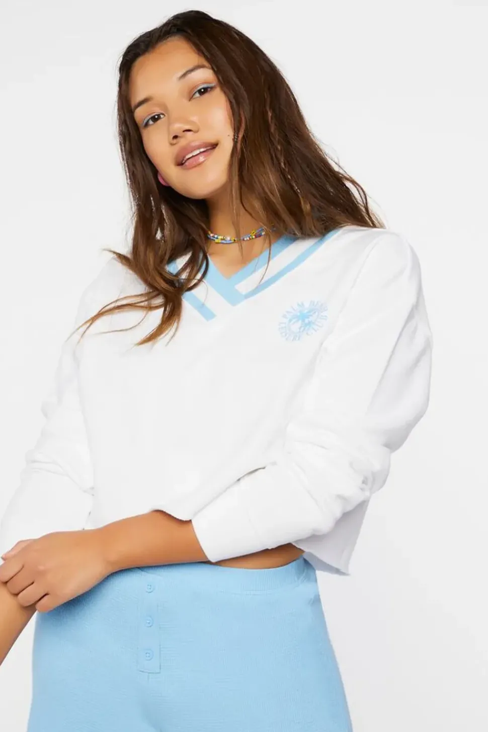 Palm Beach Graphic Raw-Cut Pullover