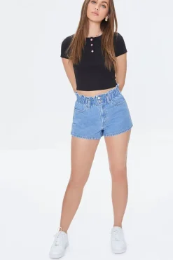 Paperbag Denim Shorts