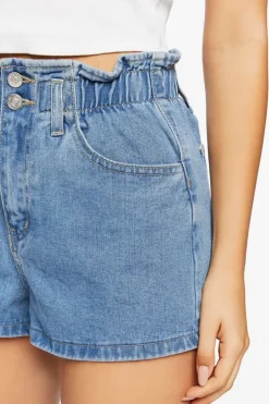 Paperbag Denim Shorts