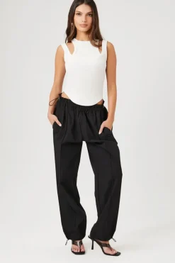 Paperbag Drawstring-Hem Joggers