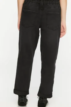 Paperbag Straight-Leg Jeans