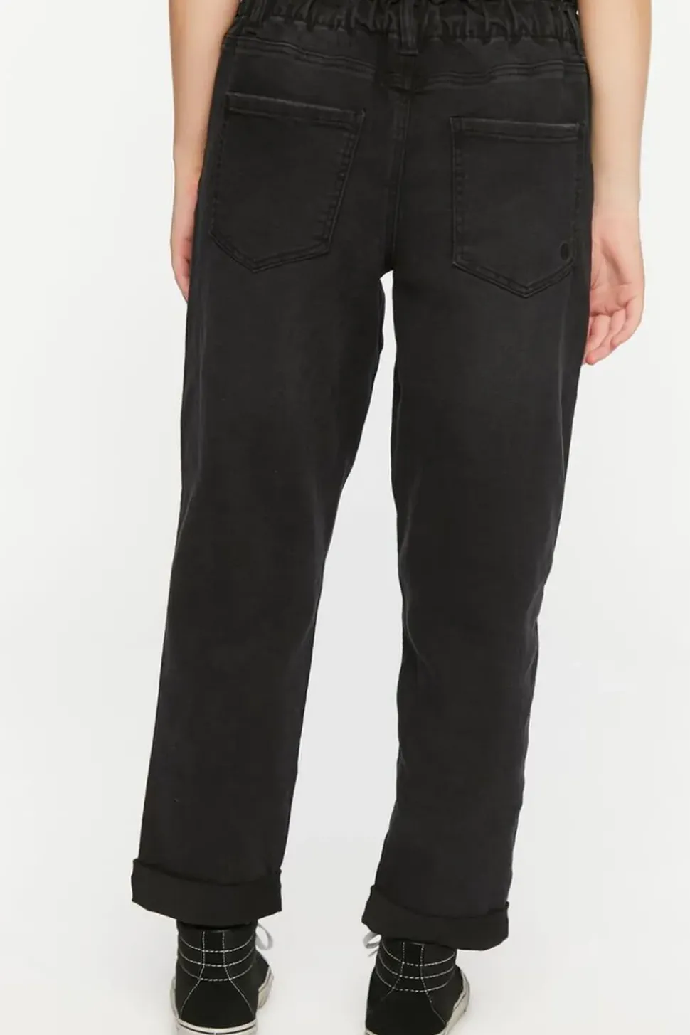 Paperbag Straight-Leg Jeans
