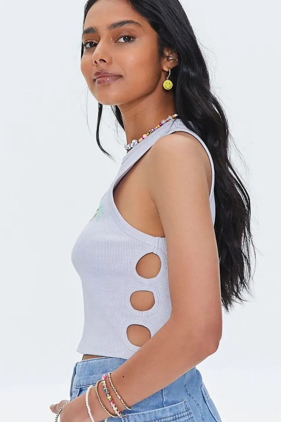 Paradise Found Graphic Cutout Crop Top