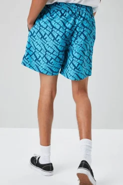 Paradise Print Drawstring Swim Trunks