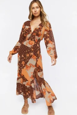 Patchwork Print Maxi Dress