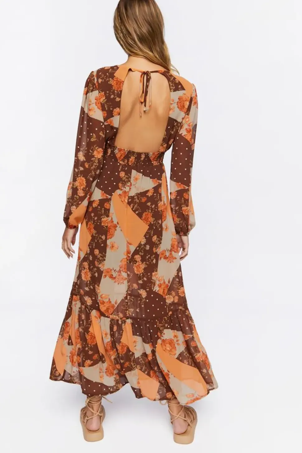 Patchwork Print Maxi Dress