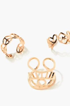 Peace Sign & Heart Toe Ring Set