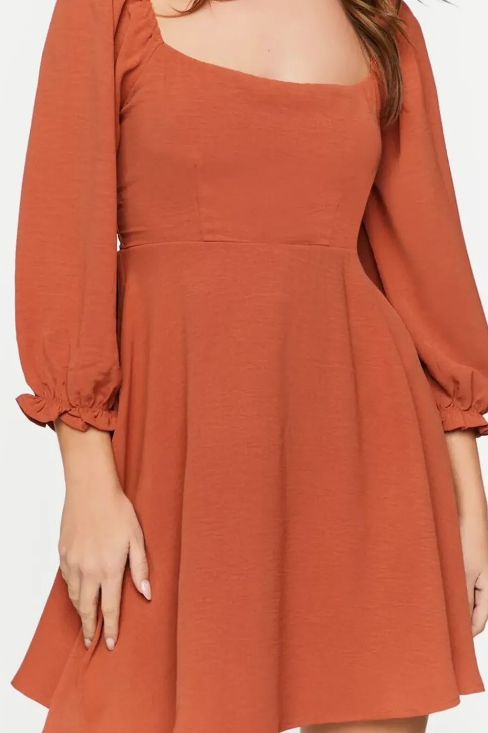 Peasant-Sleeve Babydoll Mini Dress