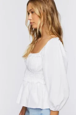 Peasant-Sleeve Crochet Lace Top