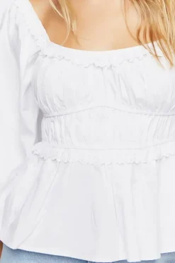 Peasant-Sleeve Crochet Lace Top