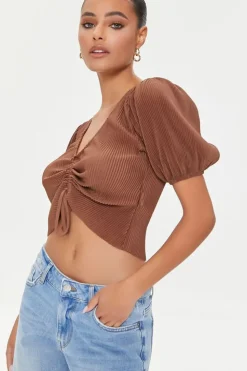 Peasant-Sleeve Crop Top