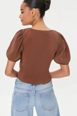 Peasant-Sleeve Crop Top
