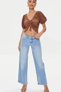 Peasant-Sleeve Crop Top