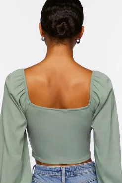 Peasant-Sleeve Crop Top