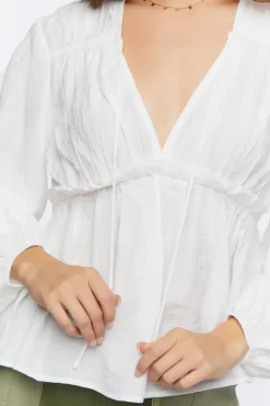 Peasant-Sleeve Drawstring Top