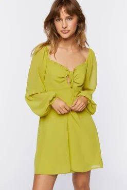 Peasant-Sleeve Mini Dress