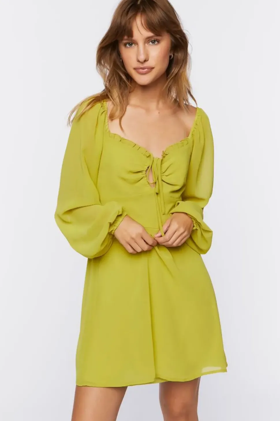 Peasant-Sleeve Mini Dress