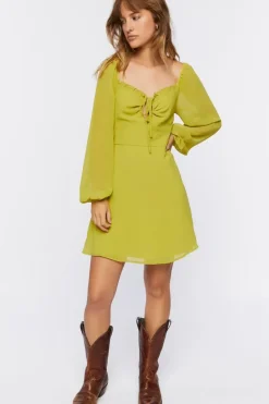 Peasant-Sleeve Mini Dress
