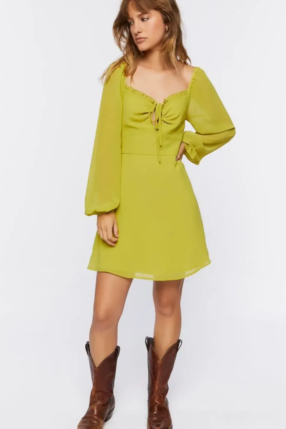 Peasant-Sleeve Mini Dress