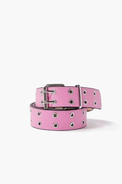 Pebbled Faux Leather Grommet Bet